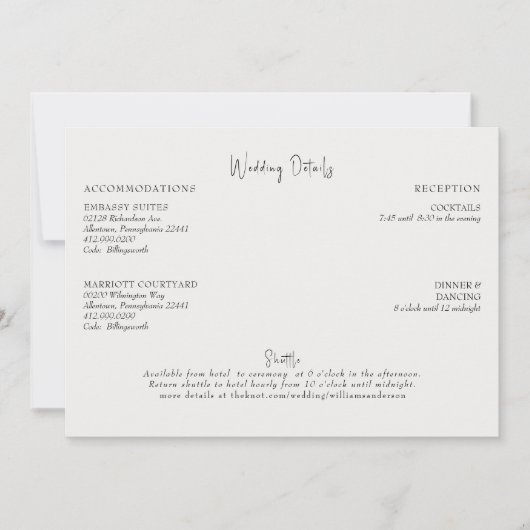 Angaben zur Hochzeitsstimmung bei Cremes Einladung (Vorderseite)