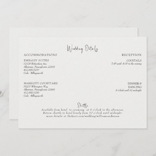 Angaben zur Hochzeitsstimmung bei Cremes Einladung (Vorne/Hinten)