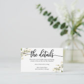 Angaben zur Hochzeitstiefkarte Weißes Creme-Blumen Begleitkarte (Stehend Vorderseite)