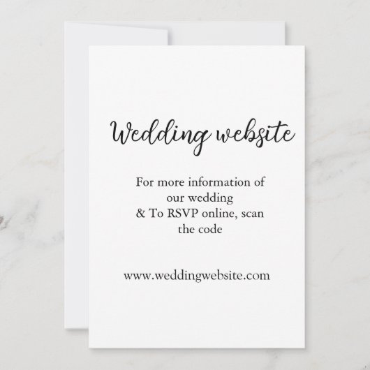 Angaben zur Hochzeitwebsite mit q oder Codenamen Einladung (Vorderseite)
