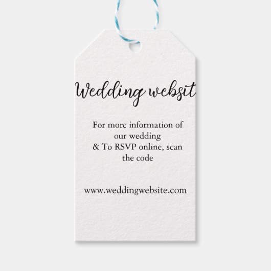 Angaben zur Hochzeitwebsite mit q oder Codenamen Geschenkanhänger (Vorderseite)