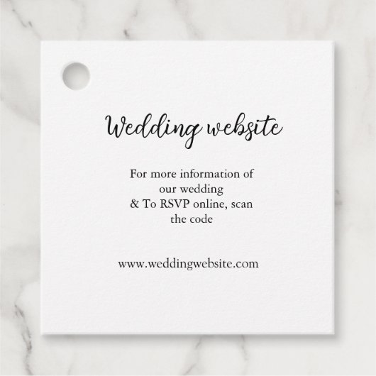 Angaben zur Hochzeitwebsite mit q oder Codenamen Geschenkanhänger (Vorderseite)