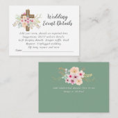 Angaben zur katholischen Hochzeit - Blume in rosa  Begleitkarte (Vorne/Hinten)