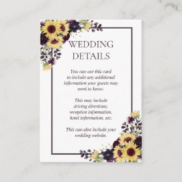 Angaben zur Lila Sonnenblume Begleitkarte