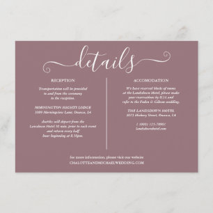 Angaben zur Mauve-Unterschrift für Hochzeiten Begleitkarte