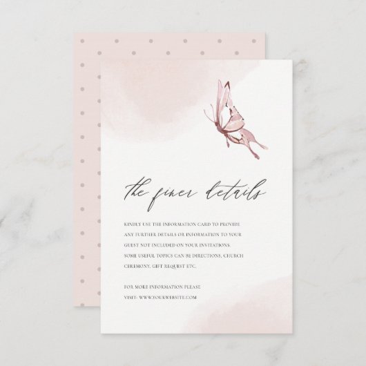 ANGABEN ZUR niedlichen BLUSH WATERCOLOR-SCHALTFLÄC Begleitkarte (Vorne/Hinten)