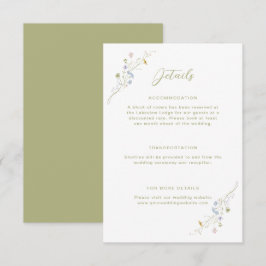 Angaben zur Pastelhochzeit bei Whimsical-Wildblume Begleitkarte