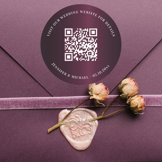 Angaben zur QR-Codierung der Hochzeitwebsite uAwg  Runder Aufkleber