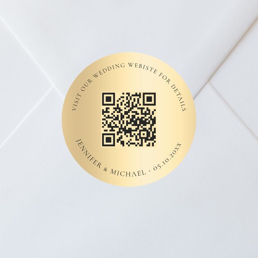 Angaben zur QR-Website für Hochzeiten uAwg gold Runder Aufkleber