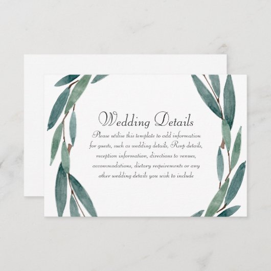 Angaben zur Rezeption des Botanischen Leaf Wreath Einladung (Vorne/Hinten)