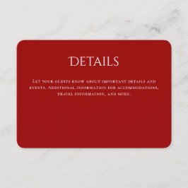 Angaben zur roten Typografie bei kurvten Hochzeite Begleitkarte