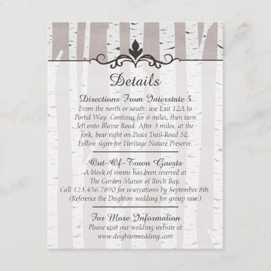 Angaben zur rustikalen Hochzeit / Anfahrtsskizze Begleitkarte (Vorderseite)