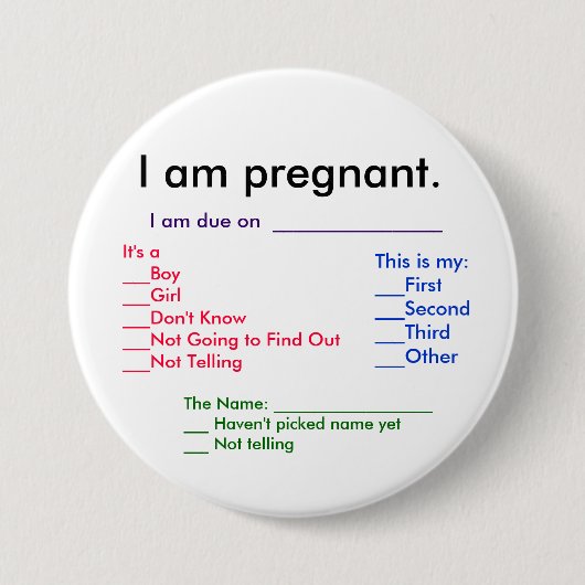 Angaben zur Schwangerschaft Button (Vorderseite)