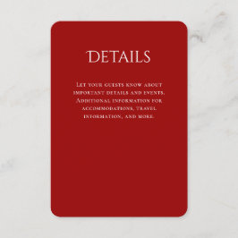 Angaben zur Typografie bei einer Roten Hochzeit Begleitkarte