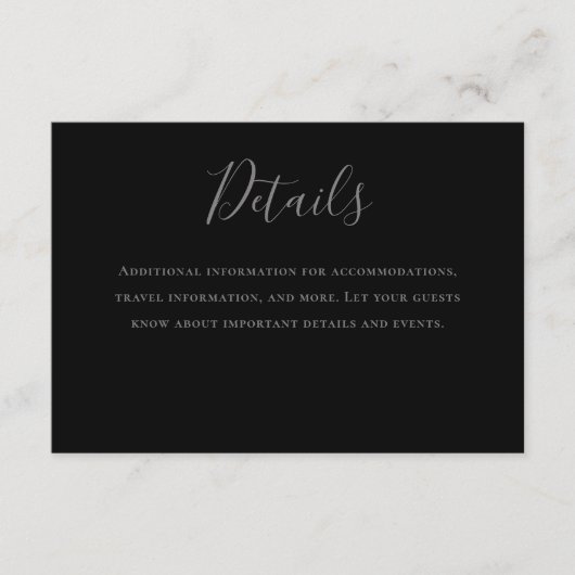 Angaben zur Typografie, grau, schwarz Begleitkarte (Vorderseite)