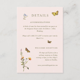 Angaben zur Vintagen botanischen Hochzeit von Wood Begleitkarte