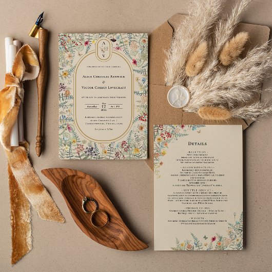 Angaben zur Vintagen Wildblume für die Hochzeitmon Einladung