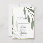 ANGABEN ZUR WEDDING | Sage Green Olive Folies Einladung (Vorderseite)