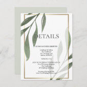 ANGABEN ZUR WEDDING | Sage Green Olive Folies Einladung (Vorne/Hinten)
