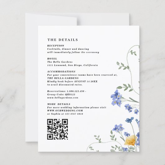 Angaben zur Wildblume QR-Code Hochzeitskarten (Vorderseite)