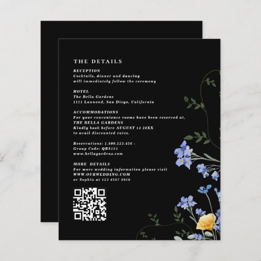 Angaben zur Wildblume QR-Code Hochzeitskarten (Vorne/Hinten)