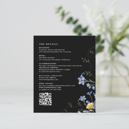 Angaben zur Wildblume QR-Code Hochzeitskarten (Stehend Vorderseite)