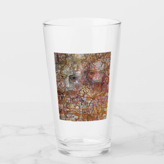 Angaben: Zwei Gesichter (von Pavel Filonov) Glas (Vorderseite)