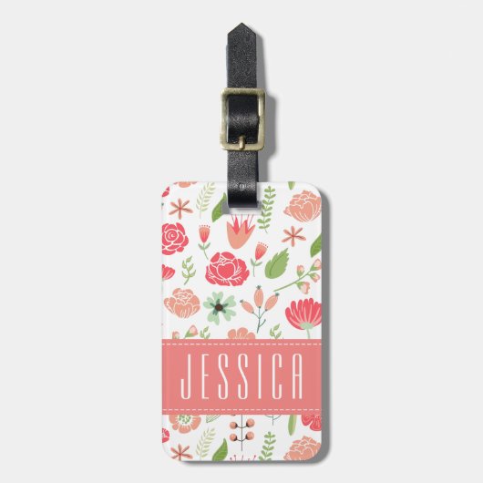 Angebaute Pastell-Blume Weißer Hintergrund Gepäckanhänger (Vorderseite vertikal)