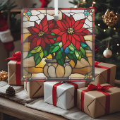 Angebaute Poinsettias-Imitate Ornament Aus Glas