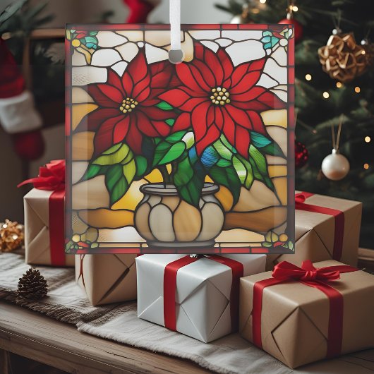 Angebaute Poinsettias-Imitate Ornament Aus Glas