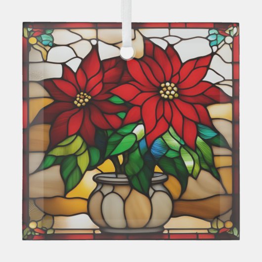 Angebaute Poinsettias-Imitate Ornament Aus Glas (Vorderseite)