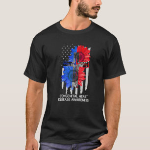 Angeborene Herzkrankheit Bewusstsein US-Flagge Fai T-Shirt