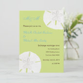 Angebot schießt grüne Sand-Dollar-Hochzeit Einladung (Stehend Vorderseite)
