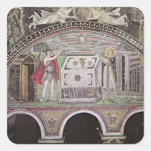 Angebot von Abel und Melchisedech im Altar Quadratischer Aufkleber (Vorderseite)