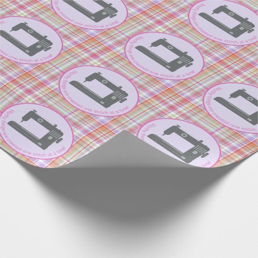 Angebotspaket für Karierte Nähmaschine mit individ Geschenkpapier (Ecke)