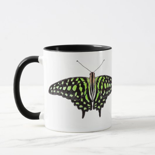 Angebundenes Jay-grüne und schwarze Tasse (Links)