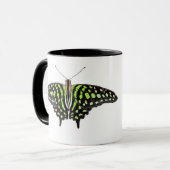 Angebundenes Jay-grüne und schwarze Tasse (Vorderseite Links)