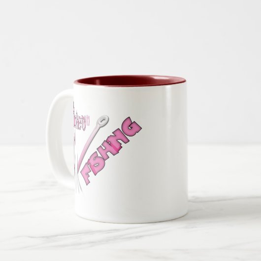 Angefangen beim Fischen rosa Hook Zweifarbige Tasse (Vorderseite Links)