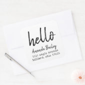 Angefangenes Hello Return Address Label Quadratischer Aufkleber (Umschlag)