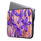 Angefärbte Blume Orange und Violett Laptopschutzhülle (Vorderseite Links)