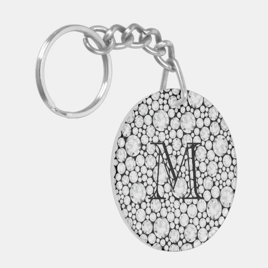 Angeflochtene Diamantbeizen, schwarz, weiß Schlüsselanhänger (Vorderseite links)