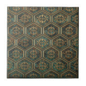Angeflogenes Teal & Bronze Sechseck #17 ID1227 Fliese (Vorderseite)