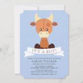 Angefülltes Kuh-blaues Gelb ist es ein Junge! Einladung (Vorderseite)