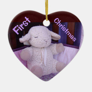 Angefülltes Lamm des Babys erste Keramikornament