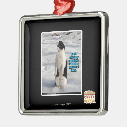 Angehoben durch Pinguine Silbernes Ornament (Links)