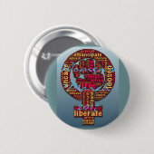 angehobene Faust der Frauen die im März 2017 Button (Vorne & Hinten)