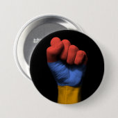 Angehobene geballte Faust mit armenischer Flagge Button (Vorne & Hinten)