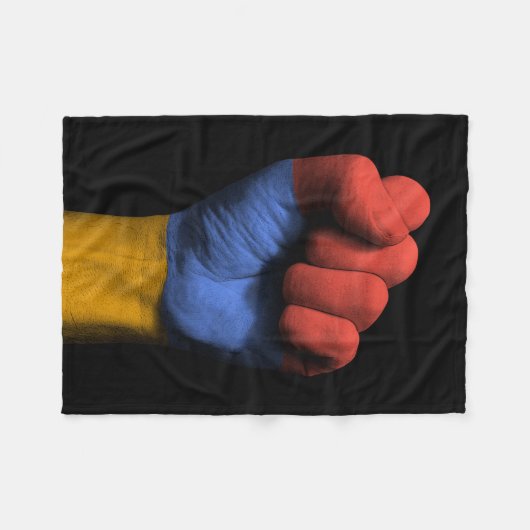 Angehobene geballte Faust mit armenischer Flagge Fleecedecke (Vorderseite (Horizontal))