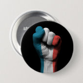 Angehobene geballte Faust mit französischer Flagge Button (Vorne & Hinten)