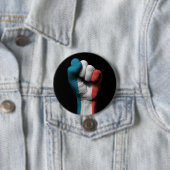 Angehobene geballte Faust mit französischer Flagge Button (Beispiel)
